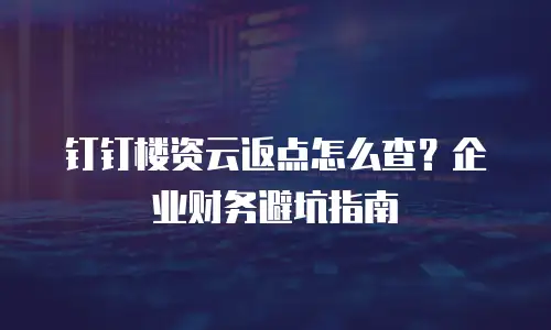 钉钉楼资云返点怎么查？企业财务避坑指南