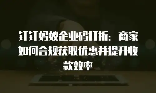 钉钉蚂蚁企业码打折：商家如何合规获取优惠并提升收款效率