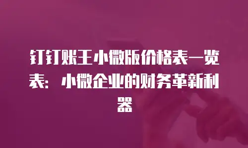 钉钉账王小微版价格表一览表：小微企业的财务革新利器