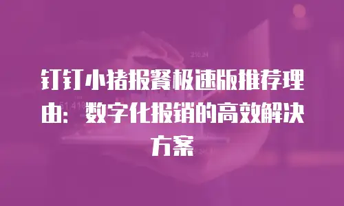 钉钉小猪报餐极速版推荐理由：数字化报销的高效解决方案