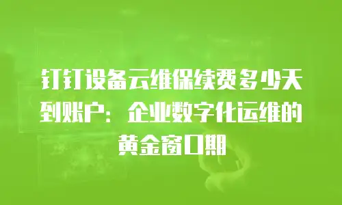 钉钉设备云维保续费多少天到账户：企业数字化运维的黄金窗口期