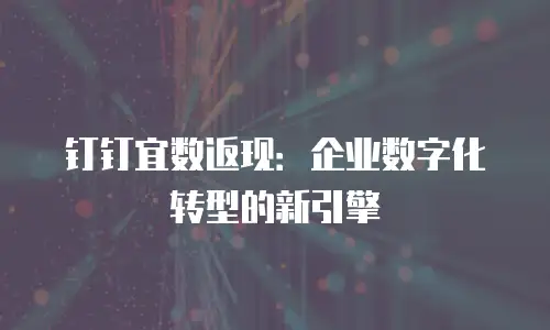 钉钉宜数返现：企业数字化转型的新引擎