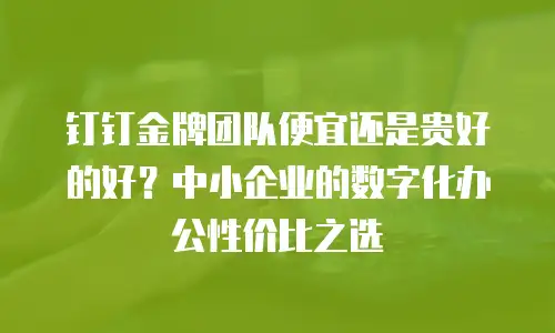 钉钉金牌团队便宜还是贵好的好？中小企业的数字化办公性价比之选