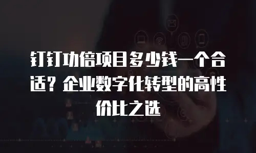 钉钉功倍项目多少钱一个合适？企业数字化转型的高性价比之选