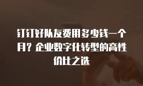 钉钉好队友费用多少钱一个月？企业数字化转型的高性价比之选