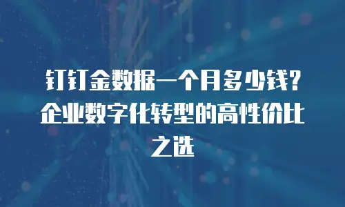 钉钉金数据一个月多少钱？企业数字化转型的高性价比之选