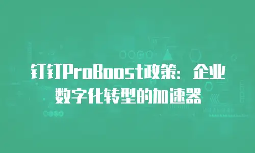 钉钉ProBoost政策：企业数字化转型的加速器