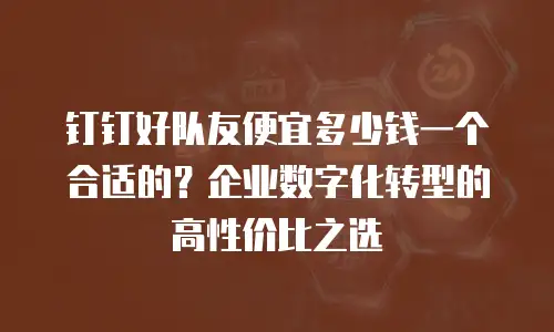 钉钉好队友便宜多少钱一个合适的？企业数字化转型的高性价比之选