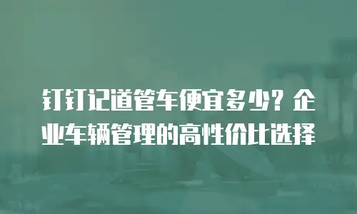 钉钉记道管车便宜多少？企业车辆管理的高性价比选择