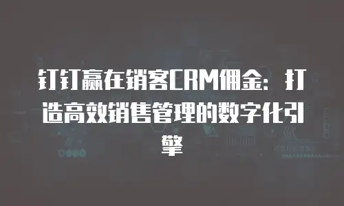 钉钉赢在销客CRM佣金：打造高效销售管理的数字化引擎