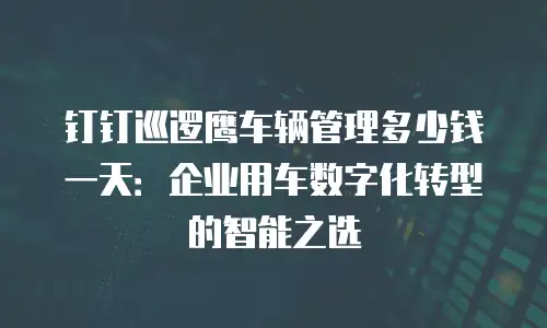 钉钉巡逻鹰车辆管理多少钱一天：企业用车数字化转型的智能之选