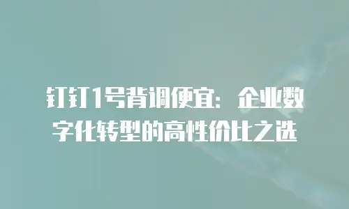 钉钉1号背调便宜：企业数字化转型的高性价比之选