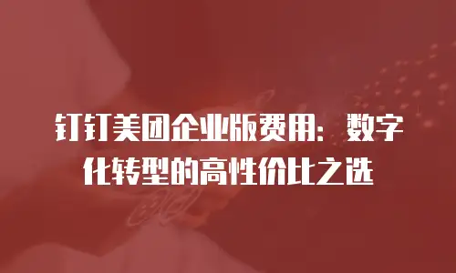 钉钉美团企业版费用：数字化转型的高性价比之选