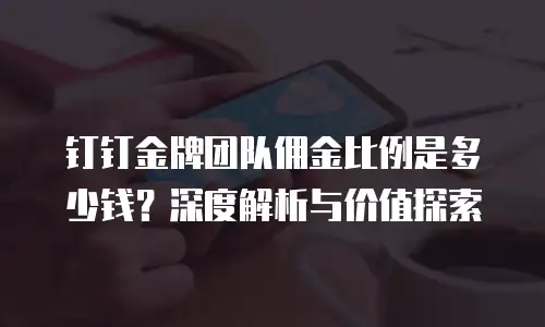 钉钉金牌团队佣金比例是多少钱？深度解析与价值探索