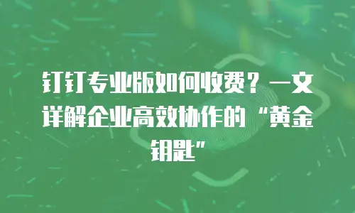 钉钉专业版如何收费？一文详解企业高效协作的“黄金钥匙”