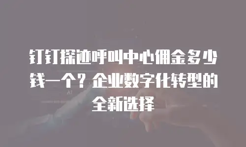 钉钉探迹呼叫中心佣金多少钱一个？企业数字化转型的全新选择