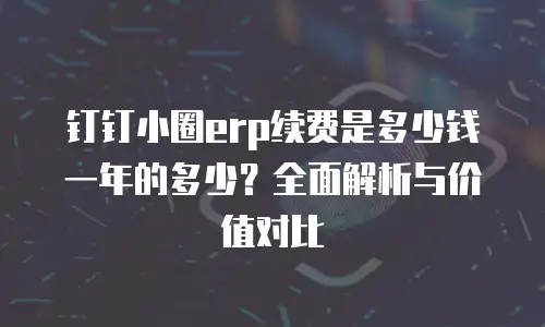 钉钉小圈erp续费是多少钱一年的多少？全面解析与价值对比