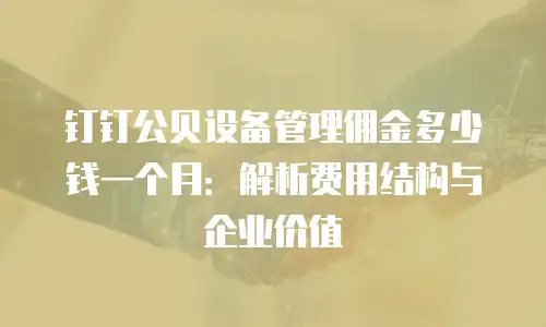 钉钉公贝设备管理佣金多少钱一个月：解析费用结构与企业价值