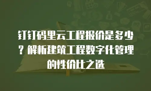 钉钉码里云工程报价是多少？解析建筑工程数字化管理的性价比之选