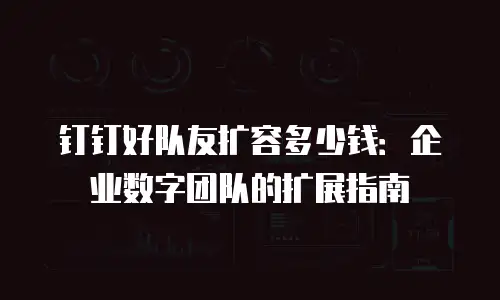 钉钉好队友扩容多少钱：企业数字团队的扩展指南