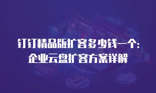 钉钉精品版扩容多少钱一个：企业云盘扩容方案详解
