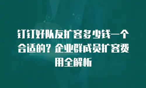 钉钉好队友扩容多少钱一个合适的？企业群成员扩容费用全解析