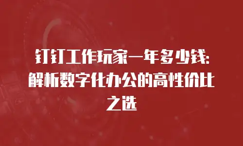钉钉工作玩家一年多少钱：解析数字化办公的高性价比之选