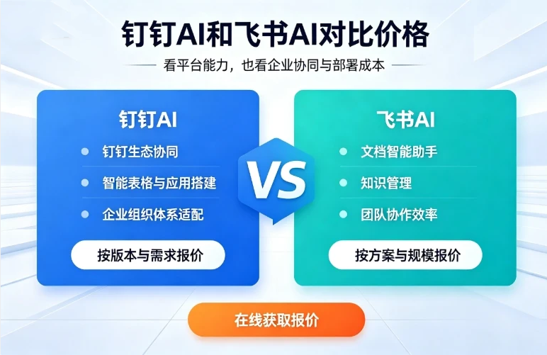 钉钉AI和飞书AI对比价格：钉钉ai价格与功能优势