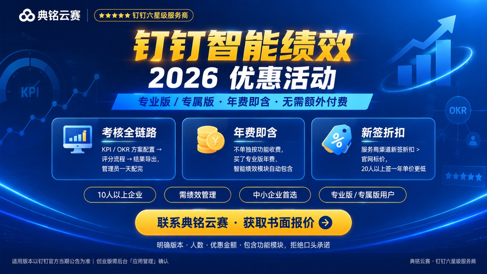 钉钉智能绩效优惠活动:适用版本、费用与申请流程